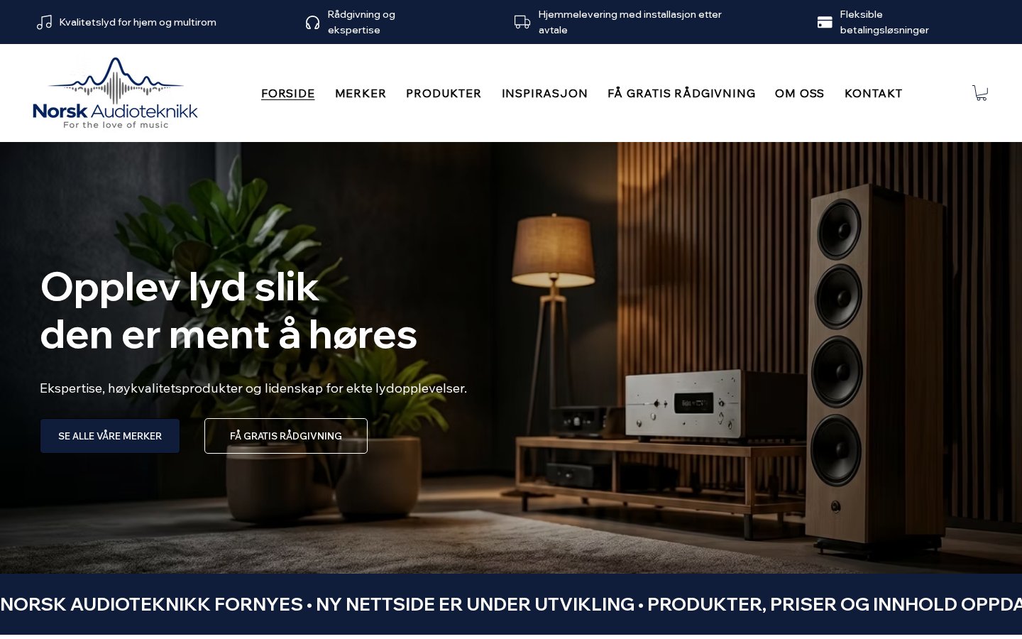 Desktopvisning av forsiden til Norsk Audioteknikk